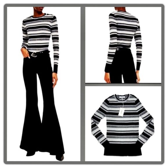 Frame Denim Metallic Striped Rib Knit Sweater - Picture 14 of 16